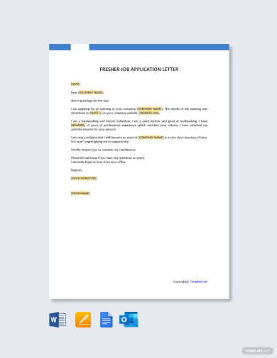 Fresher Job Application Letter Template