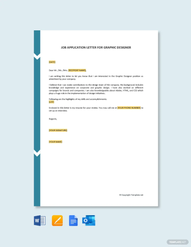 Job Application Letter For Graphic Designer Template