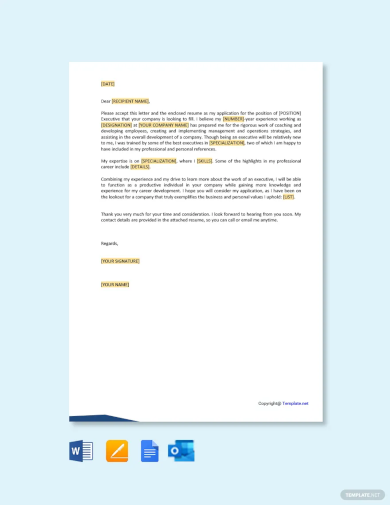 Job Application Letter for Executive Template