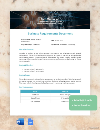 Business Requirements Document Template