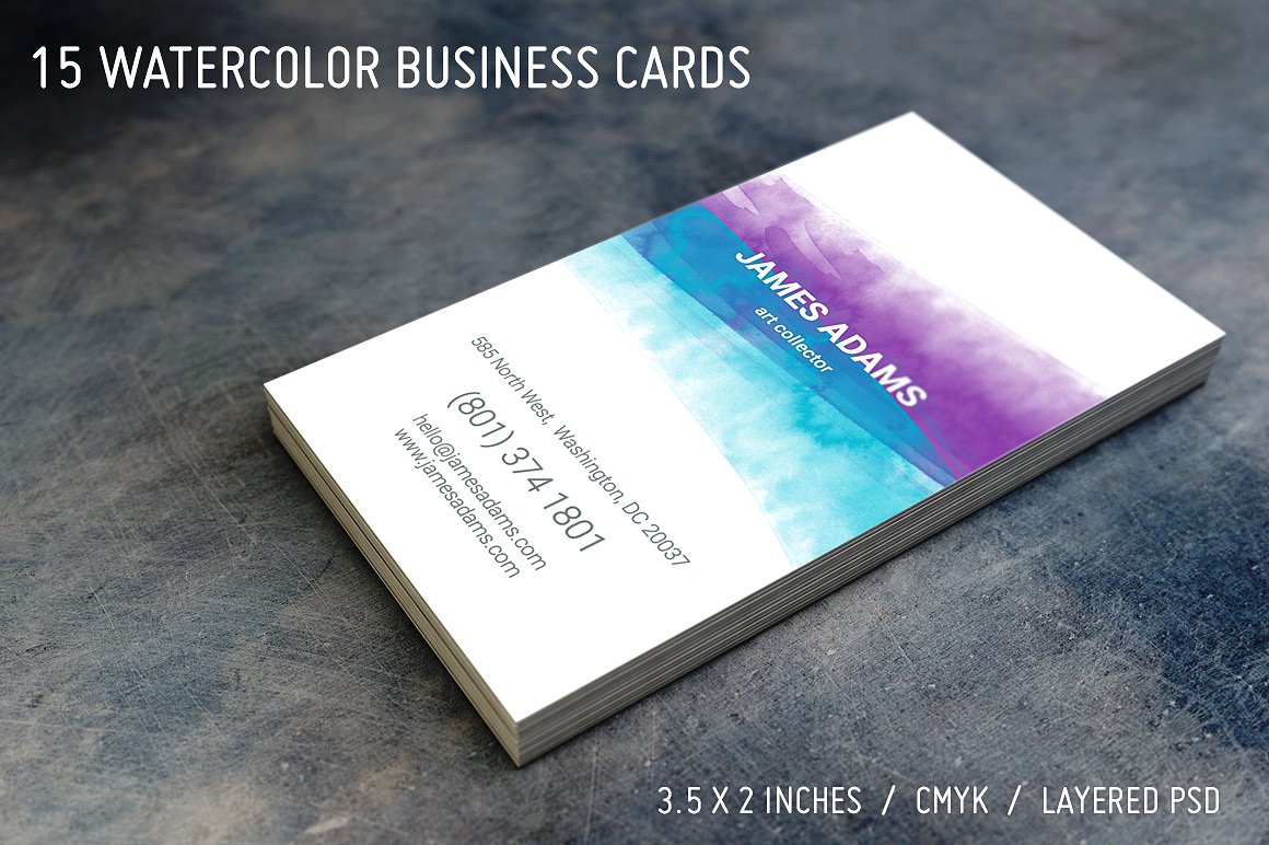 New Watercolor Artist Business Card Example