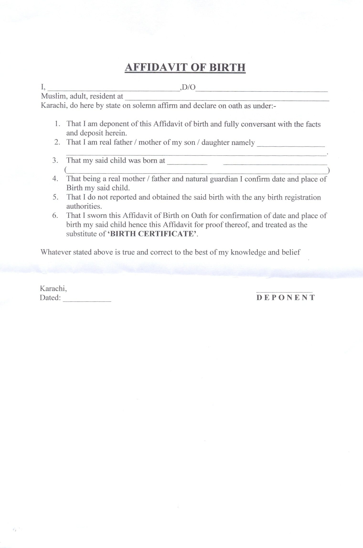 Birth Certificate Affidavit Format Fill Out And Sign Printable Pdf ...