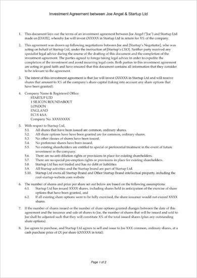 Equity Investment Agreement - 8+ Examples, Format, Pdf