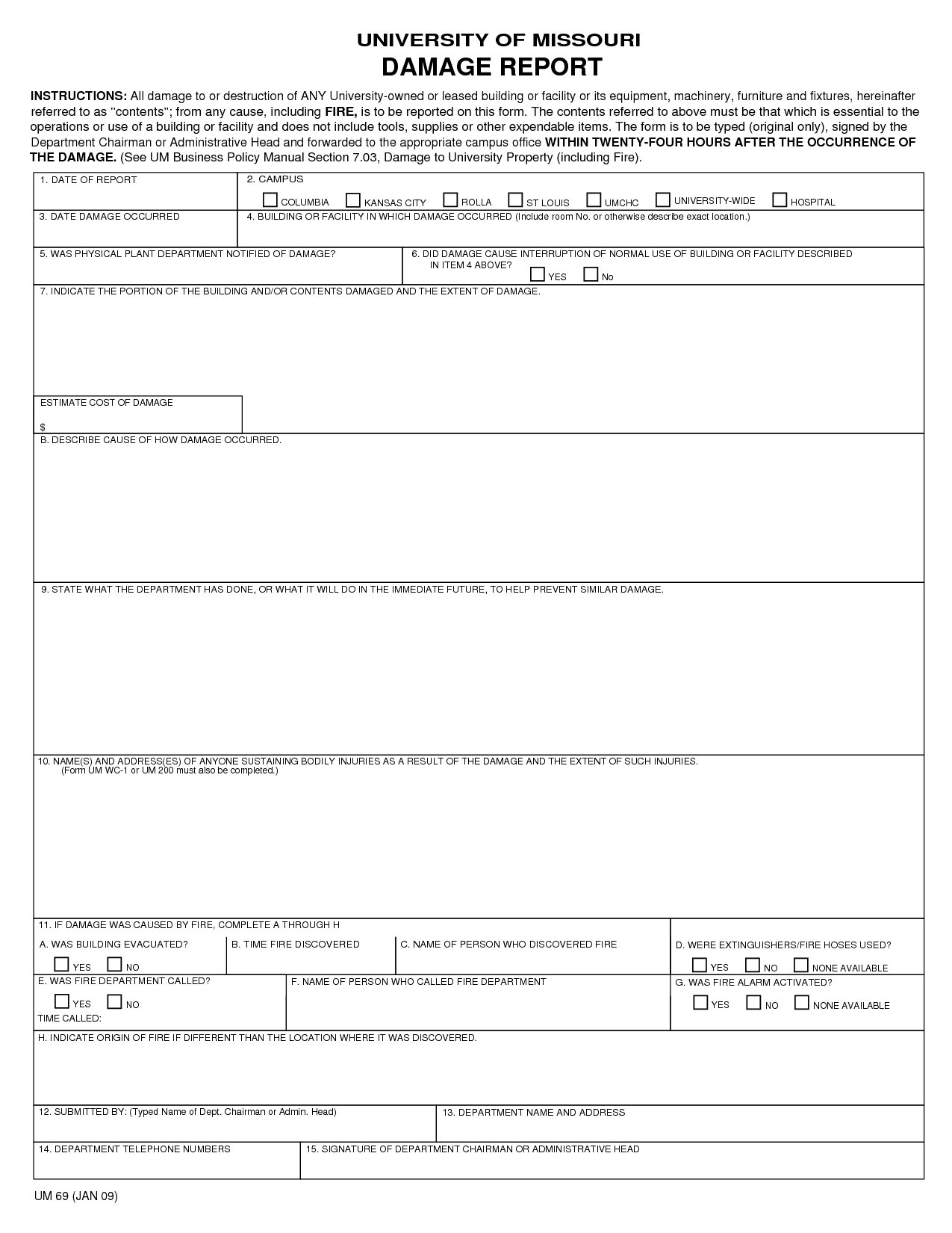 Insurance Damage Report Example 1