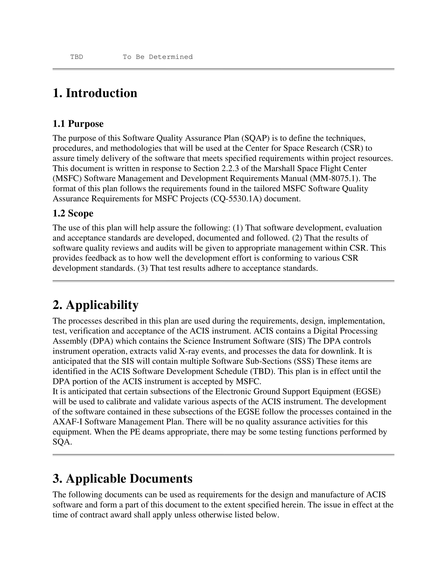 Software Quality Assurance Report Template