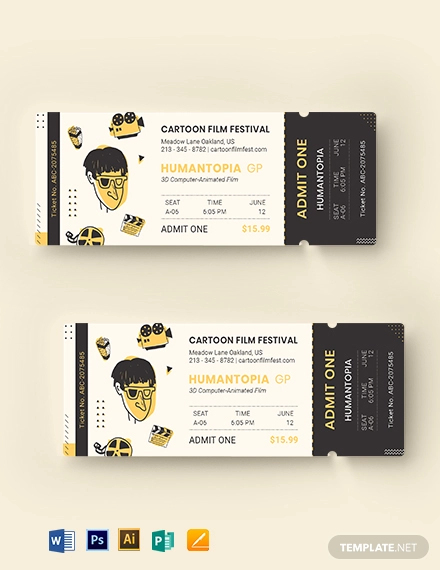 Cartoon Movie Ticket Template