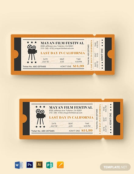 Old School Movie Ticket Template