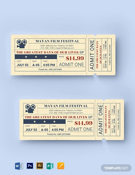 Old Time Movie Ticket Template