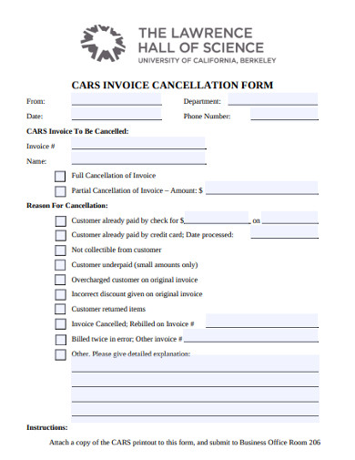 Car Invoice Cancellation Form