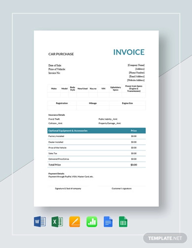 Car Purchase Invoice Template