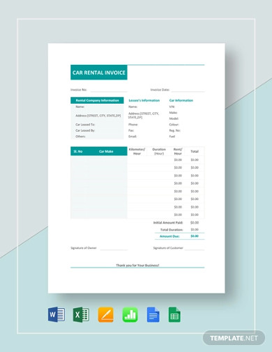 Car Rental Invoice Template