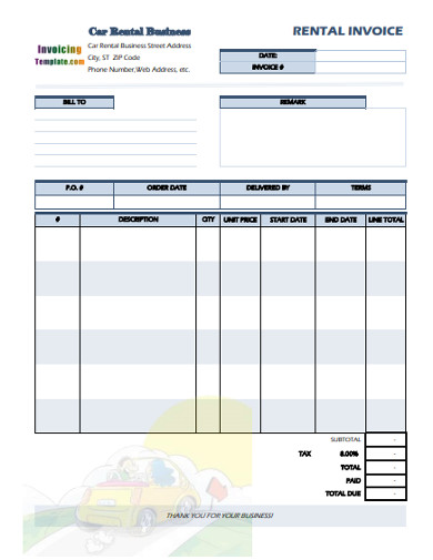 Car Rental Invoice in PDF