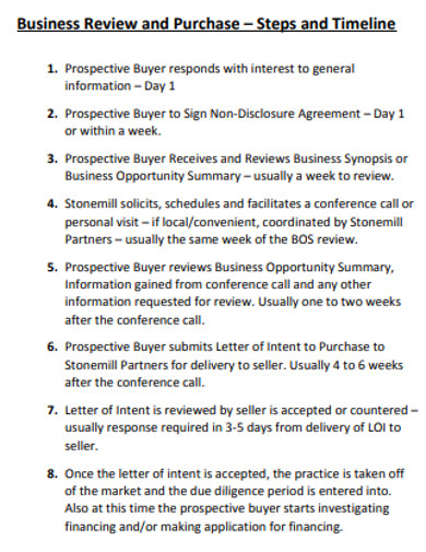 Business Review Timeline 