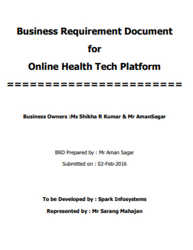 Online Business Requirements Document