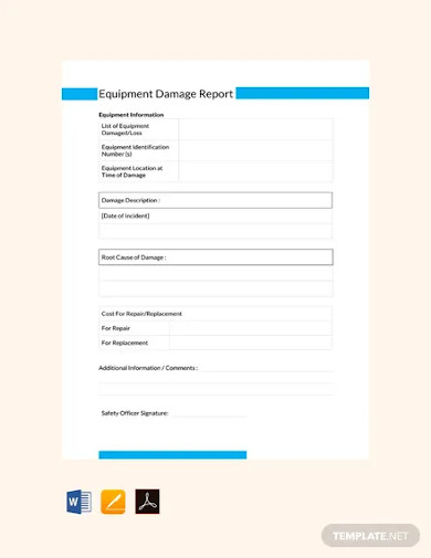 Free Equipment Damage Report Template