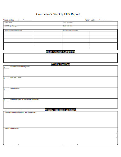 Contractor Weekly Summary Report