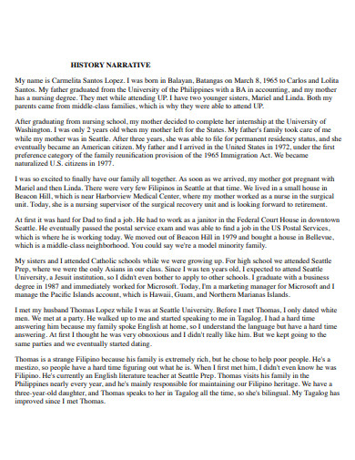 Editable Narrative History Essay