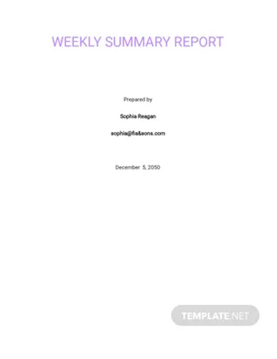 Sample Weekly Summary Report