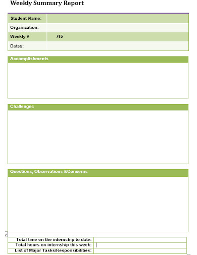 Student Weekly Summary Reports