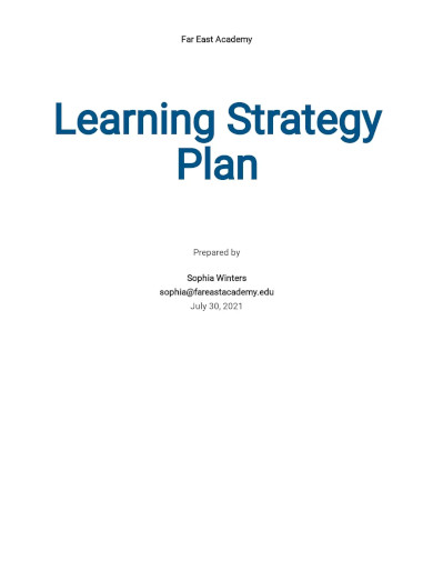 Learning Strategic Plan Template