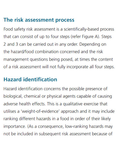 Standard Food Safety Risk Assessment