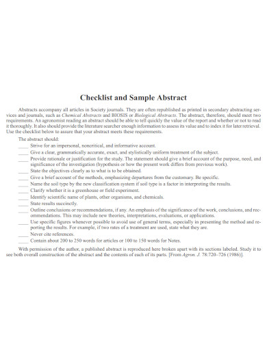 Checklist and Sample Abstract