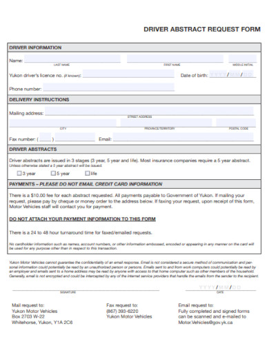 Driver Abstract Request Form