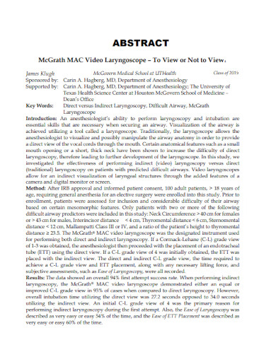 Medical Student Abstract