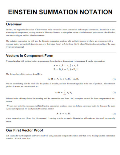 Einstein Summation Notation Example