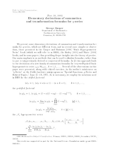 Elementary Derivations of Summation