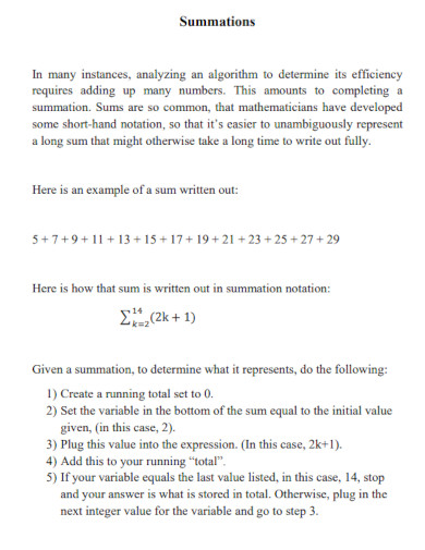 Formal Summations