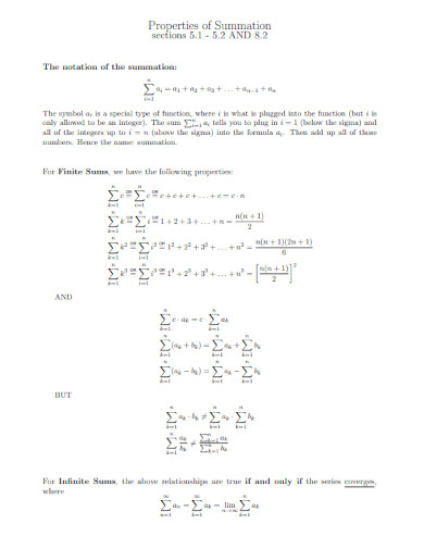 Properties of Summation