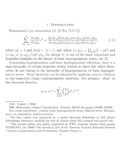 Ramanujan’s Summation