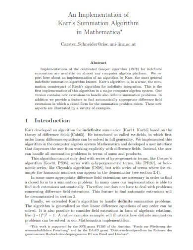 Summation Algorithm