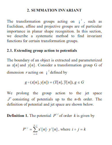 Summation Invariant