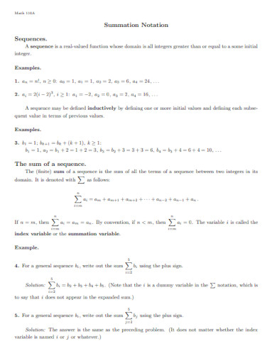 Summation Notation Math