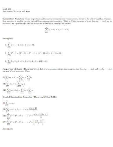 Summation Notation and Area