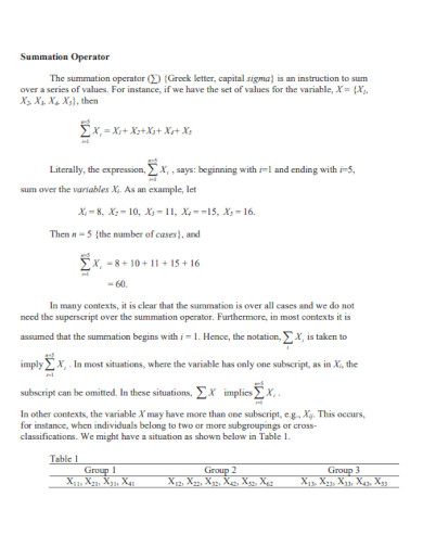 Summation Operator