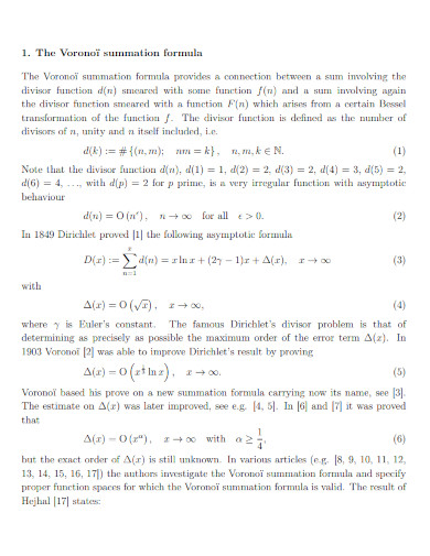 Summation Sample Formula