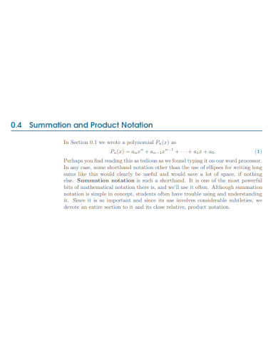 Summation and Product Notation