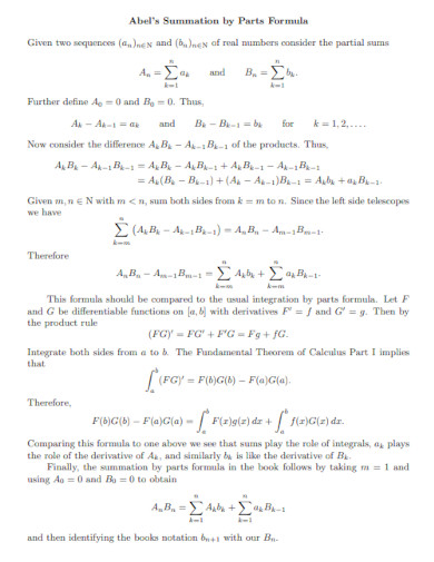 Summation by Parts Formula