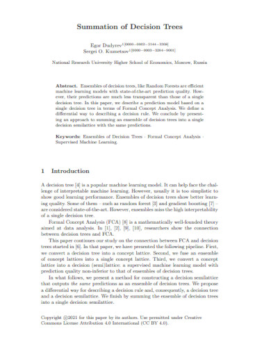 Summation of Decision Trees