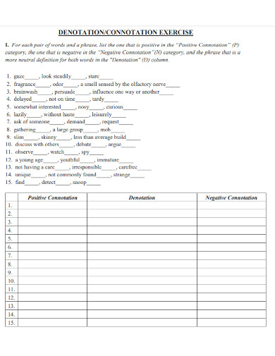 Connotation Execrise Example