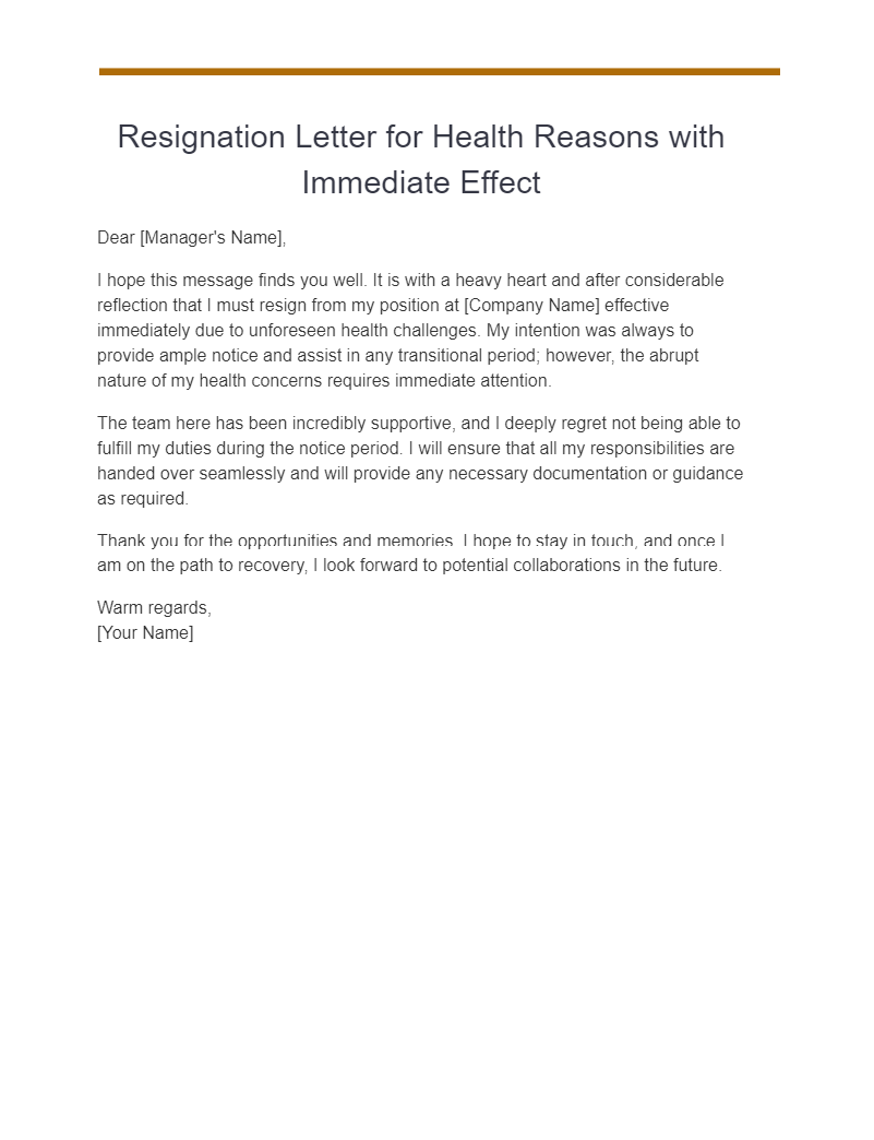 Resignation Letter Due to Health Reasons - 17+ Examples, PDF, Tips