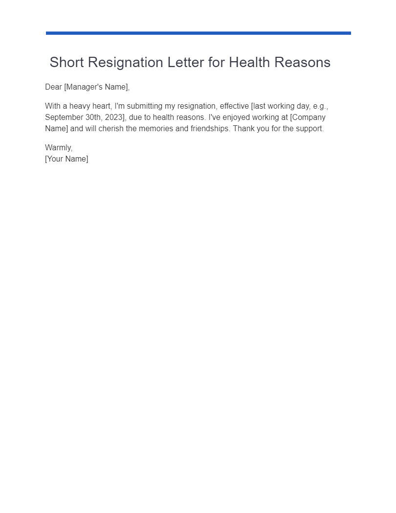 Resignation Letter Due to Health Reasons - 17+ Examples, PDF, Tips