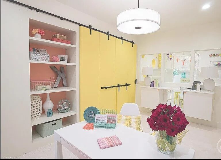 Chic and feminine basement office