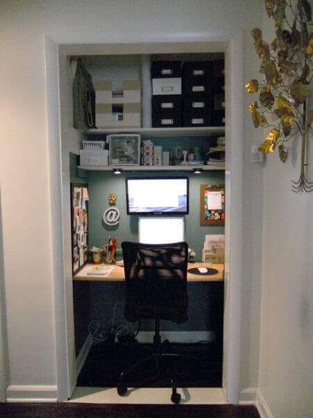 Closet basement office