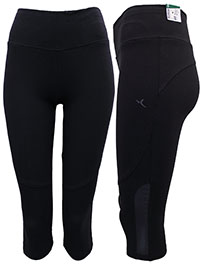 BLACK Slim Fit Cropped Sport Leggings - Size 6 to 20/22 (XS to 3X)