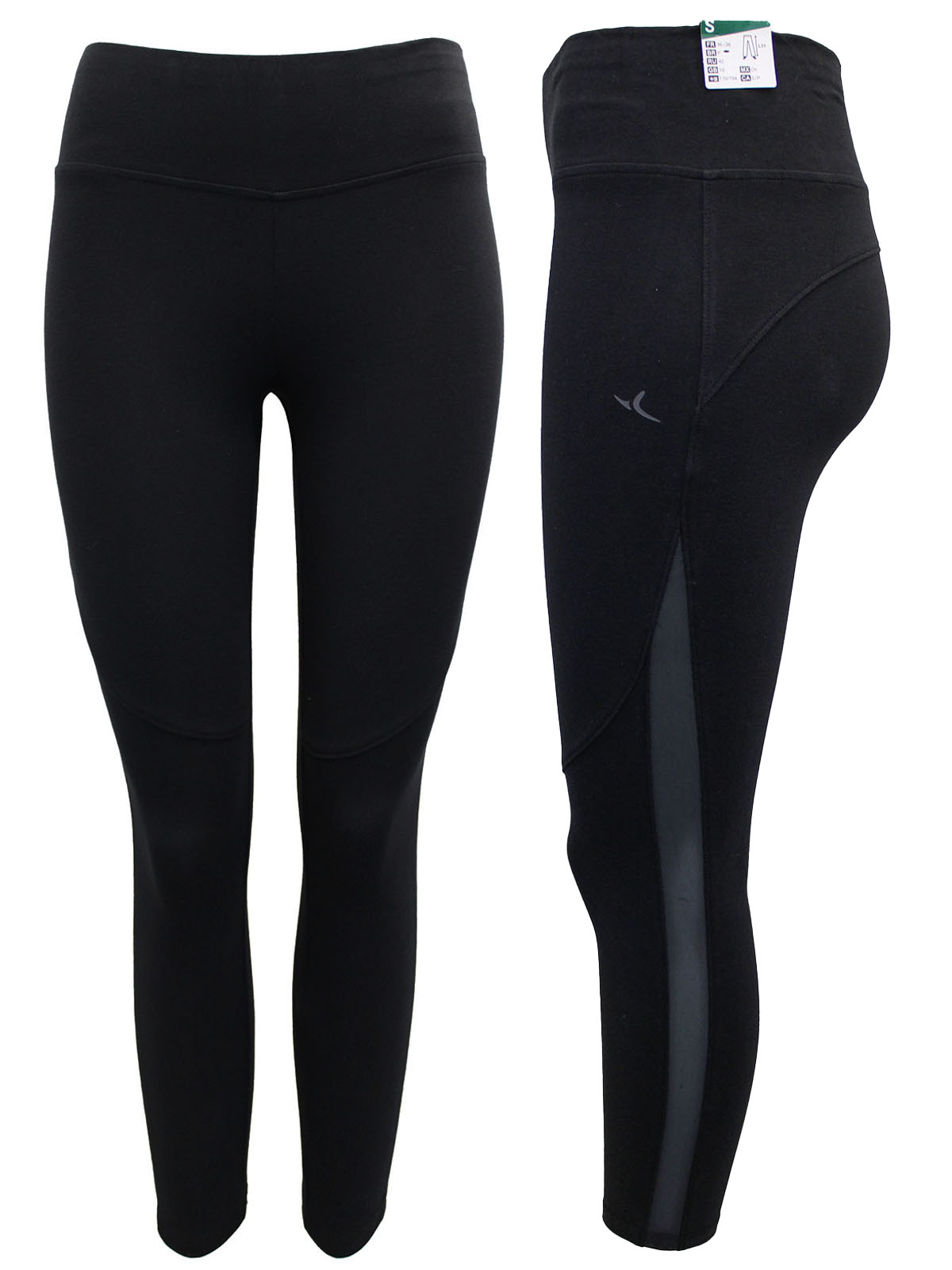 BLACK Slim Fit Full Length Sport Leggings - Size 8 to 20/22 (S to 3XL)