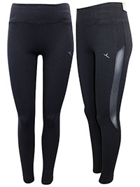 BLACK Mesh Panel Full Length Sport Leggings - Plus Size 12/14 to 20/22 (L to 3XL)